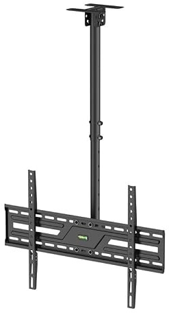 TV-Deckenhalterung für 37-86 Zoll, VESA 600x400, schwenkbar, neigbar, 50 kg | Pulverbeschichteter Stahl, ideal für Decken- und Dachschrägenmontage, geeignet für Curved- und Flachbild-TVs