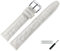 MARBURGER Uhrenarmband 18mm Leder Weiss Silber Kroko (Caiman) Prägung Mit Naht - Montage Set 5291820000120