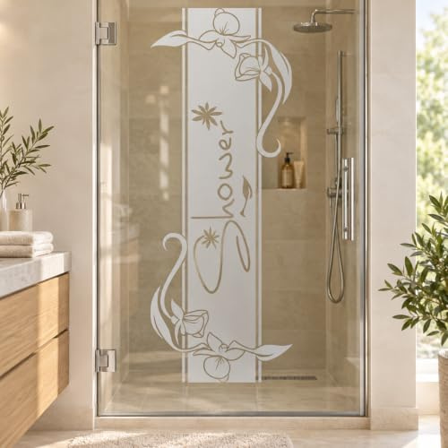 GRAZDesign Fenstertattoo Shower mit Blumen 79x30cm | Fensteraufkleber für Badezimmer, Folie für Duschkabine