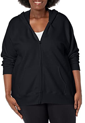 JUST MY SIZE womens Comfortsoft Ecosmart Fleece Full-zip Women's athletic hoodies, Ebony, 4X US