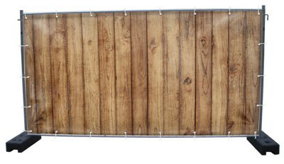 (PVC) Holzwand B1 Bauzaunbanner, Sichtschutz, Windschutz, Zaunblende, Festival Banner, 340 x 173 cm, DRUCKUNDSO