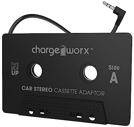 Chargeworx Car Cassette Adapter to 3.5mm Aux Plug|Connects Aux-Cord Compatible Smartphones, iPads, Laptops, CD Players to Tape Players|Stream Music, Audiobooks through Car Speakers Using Cassette Deck