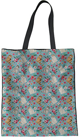 HUGS IDEA Exotic Shorthair Cat Cloth Tote Bag Women Shopping Foldable Shoulder Bag Laptop Handbags