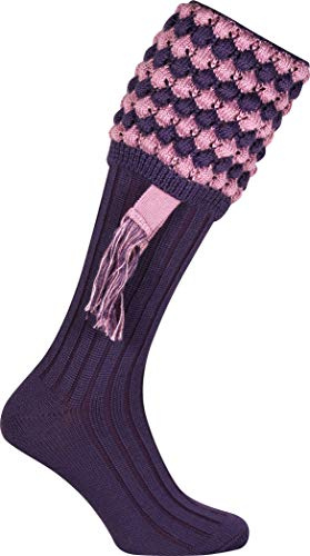JACK PYKE Pebble Mens Shooting Socks with Garters 72cm - Durable Knee High Hunting Socks for Country Sports & Outdoor Wear - 30% Wool & 70% Acrylic Fabric, Argyle Pattern - Size 8–11UK