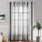 MIULEE Gardinen Gestreift Transparent mit Ösen, Voile Vorhänge Wohnzimmer Modern 2er Set, Vorhang Schlafzimmer Transparent mit Dunkelgrau Weiss Gestreift, Vorhang Halbtransparent Streifen 140X175 cm