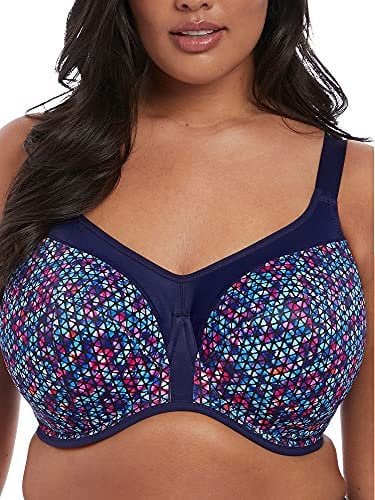 Elomi Women's Sports Bra, Opaque, Navy Geo, 32H US