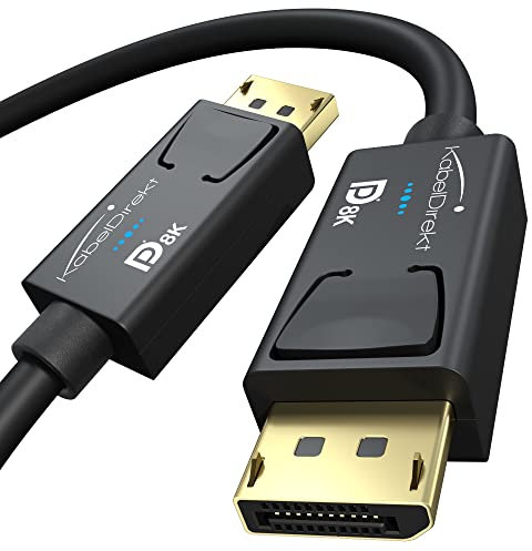KabelDirekt – 8K DisplayPort Kabel & DP Kabel, mit spezieller A.I.S. Schirmung & offizieller VESA Zertifizierung – 1 m (für DP 1.4 Gaming-PC/Laptop/Grafikkarte/Monitor mit 4K@120Hz, 144Hz/165Hz/240Hz)