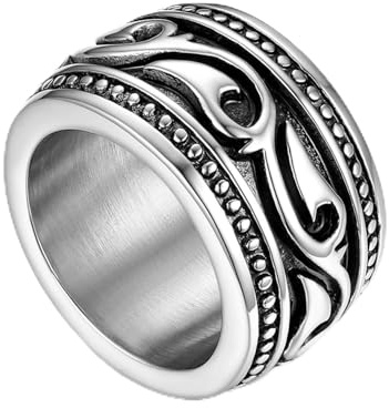 Flongo Herrenring Männer Ringe Siegelring Bandring, Edelstahl Biker Siegel Ring Keltisch Celtic Band Silber Verlobungsring Hochzeit Daumenring Schmuck Herren-Accessoires