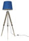 MiniSun | Modern Distressed Wood and Silver Chrome Tripod Floor Lamp with a Navy Blue Tapered Light Shade | Floor Lamps, Home Décor & Improvement Essential | Includes Bulb [3000K Warm White]