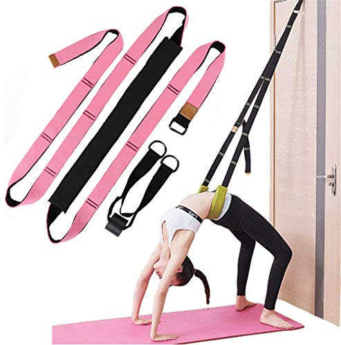 Yoga-Fitness-Stretch-Gurt, Türflexibilität Dehnungsband, Verbesserung der Bein- Taillen- und Rückenflexibilität, Rückenbeuge Trainer, für Reha Pilates Ballett Cheerleading Splits Gymnastik (Pink)