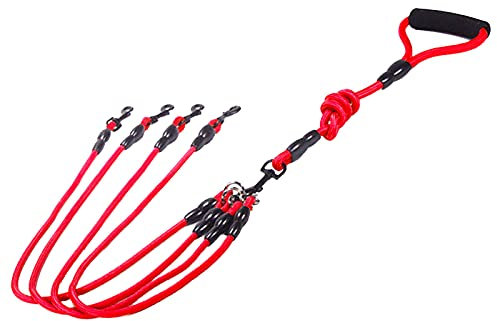 Wallfire Laisse tressée de Chien de Corde en Nylon d'avance de coupleur de manière 2/3/4 Robuste résistante de Laisse (Color : Red, Size : 4 Way)