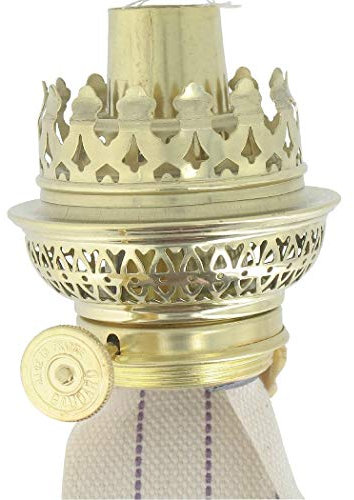 Brenner Kosmos 14''' komplett mit Docht, Messing, mit Galerie, Gewindedurchmesser unten 40 mm, für Petroleumlampen und Öllampen