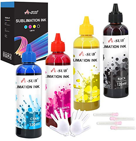 A-SUB 480 ml Sublimationstinte Nachfüller, kompatibel mit Epson ET1800 ET2700 ET2800 ET3700 ET3800 ET4700 ET4800 ET5800 ET14000 ET16000 WF3800 WF4800 XP3200 XP4200 Serie Tintenstrahldrucker