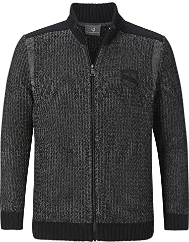 Jan Vanderstorm Herren Strickjacke Halsten | – Grobstrick Cardigan mit Reißverschluss, Stehkragen & Kontrastdetails, +Fit Passform, Baumwollmix, große Größen L-7XL