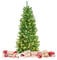 DREAMADE Weihnachtsbaum mit LED Licht, Künstlicher Christbaum aus PVC, beleuchteter Tannenbaum mit Metallständer, für Zuhause Büro Laden, Grün (150 cm)