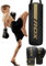 RDX 12 KG Gefüllt Boxsack Kinder mit Boxhandschuhe und Drehwirbel, 60 cm Hängend Box Set Für Boxen Kickboxen MMA Muay Thai Karate, Punchingsäcke für Jungen Mädchen, Maya Hide Leder Kids Punching Bag