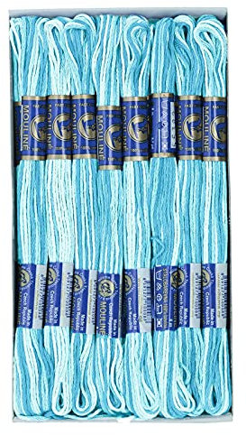 24 Docken Stickgarn je ca. 8m / Sticktwist mit Farbverlauf 100% Baumwolle Stickerei Farbwahl, Farbe :55032 Hellblautöne