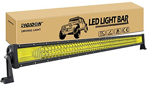 RIGIDON Wasserdichte Led lichtleiste, 12V 24V 42 Zoll 105cm 540W offroad beleuchtung led work light bar für Auto kfz SUV ATV, LKW 4x4, Fahrzeuge, 3000K gelb led nebelscheinwerfer fahren nebel lichter