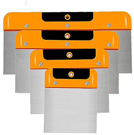 Wallpaper Scraper, 4 Pcs Stainless Steel Paint Scraper Filling Putty Knife Set for Walls (4,6,8,10Inches)
