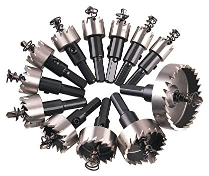 Juego de brocas HSS de 15 ~ 50 mm, 16 ~ 53 mm, juego de brocas HSS, herramienta manual para cortar madera, acero inoxidable, aleación de metal, 12 piezas , 15 mm, 50 mm, como se muestra