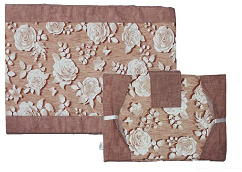 Russo Tessuti Coordinato Copriforno Coprifornello Piano Cottura Arredo Cucina Rose Fiori Clara-Rosa-Copriforno+coprifornello