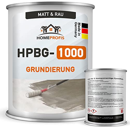 Home Profis® HPBG-1000 2K Epoxidharz Grundierung für Innen & Außen (bis 40m²) – Wasserdichter Sperrgrund Haftvermittler Tiefengrund Primer für Beton Estrich Keller Garage Balkon Terrasse