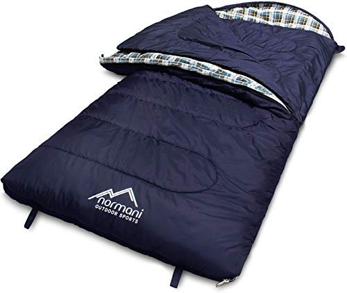 normani 4-in-1-Funktion Extrem Outdoor Schlafsack 'Antarctica' aus Nylon Rip-Stop mit 500 + 250 g/m² Hollow Fiber Füllung 220 x 90 cm Farbe Dunkelblau Größe Links