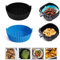 Non-Stick Silicone Premium Thick Air Fryer Liners - Black & Blue 7.9inch (2 Peices) Round Reusable 3QT-5QT - Heat Resistant, Easy Clean, Oven & Microwave Safe, Perfect for Healthy Baking and Grilling!