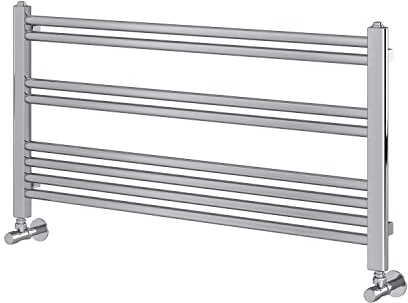 Go Bathrooms Chrome Horizontal Radiator Towel Ladder Rail Design Heated Towel Bathroom Radiator Horizontal Heated Towel Warmer Radiator Rail 500mm x 1180mm | Newark