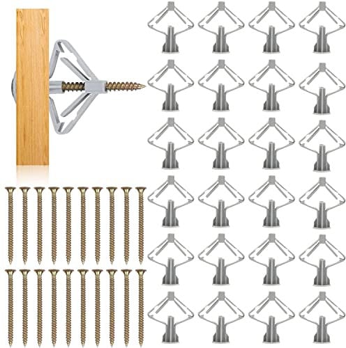 50 Stück Hohlraumdübel Butterfly,Gipskartondübel mit Schrauben,Dübel Rigipswand,Selbstbohrender Gipskartondübel,Trockenbaudübel,Einfache Montage in Gipskarton und Gipsfaserplatten