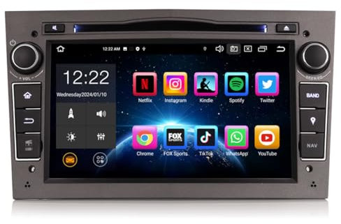 Erisin Android 14 4GB+64GB 8-Kern DVD Autoradio GPS Navi für Opel Antara Astra Corsa C/D Vectra Meriva Signum Vivaro Zafira Combo 7 Zoll CarPlay Android Auto DAB+ WiFi Bluetooth 5.0 Canbus DSP USB