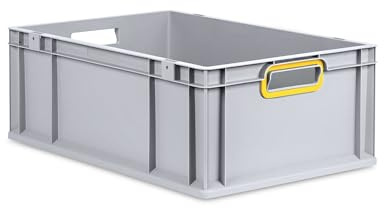 PROREGAL Eurobox NextGen Color | HxBxT 22x40x60cm | 44 Liter | Griffe gelb offen | Verstärkter Boden | Eurobehälter, Transportbox, Transportbehälter, Stapelbehälter