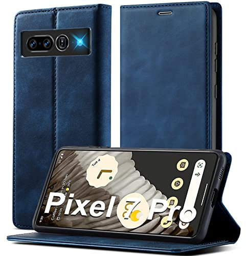 Handyhülle für Google Pixel 7 Pro Hülle Leder [Mit Pixel 7 Pro Schutzfolie] für Google Pixel 7 Pro 5G Hülle Klappbar Leder Flip Wallet Stoßfeste Case Schutzhülle Klapphülle für Google Pixel 7 Pro 5G