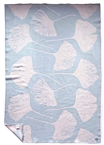 JOWOLLINA Wendedecke Wolldecke Plaid Kuscheldecke Öko-Wolle 130x200 cm, Ginkgo (Pink Quartz)