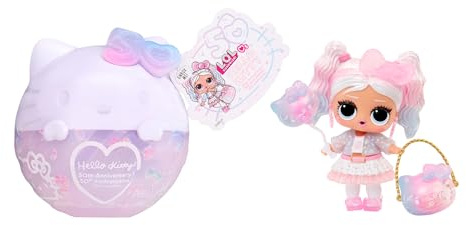 L.O.L. Surprise! Loves Hello Kitty Tots - Puppe Miss Pearly - Sammlerpuppe mit 7 Überraschungen zum 50. Jubiläum von Hello Kitty - für Mädchen ab 3 Jahren