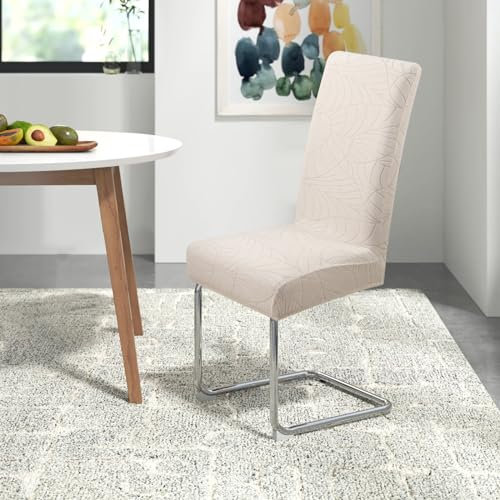 YISUN Stretch Stuhlhussen 4er Set Universal Jacquard Blätter Stuhlhusse, Elastische Hussen für Stühle, Abnehmbarer Waschbarer Stuhlbezüge für Schwingstuhl Hotel Bankett Küche Haus Hochzeit Party