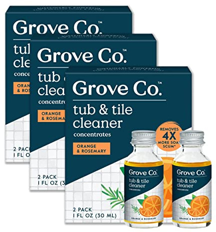 Grove Co. Tub and Tile Cleaner, 6 x 1 fl oz Refills, Orange & Rosemary
