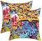 Loussiesd Graffiti Kissenbezug Hip Hop Street Kultur Rock Dekokissen Couch Bett Auto 2er Set Kissenbezug 40x40 cm Mikrofaser Sofakissen Couchkissen mit Reißverschluss für Schlafzimmer Wohnzimmer