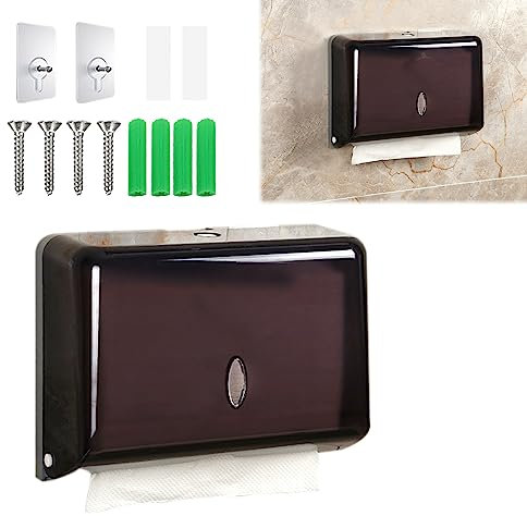Papierhandtuchspender Handtuchspender Wandmontiert ohne Bohren: YIDM Taschentuchspender Papierhandtuchspender für C,Z ode Falz PapierhandtüCher 250 bis 400 Papierhandtücher Handtuchspender (Schwarz)