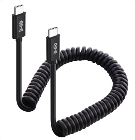 Cable Matters Cable USB C a USB C en espiral con carga rápida de 3A/60W 0.3-1.2m, compatible con Apple CarPlay, Android Auto, cable cargador USB C, para iPhone 16/15 Pro Max Plus, Galaxy S23, iPad Pro