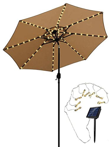 Fafeicy Solar-Sonnenschirm-Beleuchtung mit Fernbedienung, 104 LEDs, 8 Modi, Lichterkette, Regenschirm-Licht für Außen- und Innendekoration (Warmweiß)