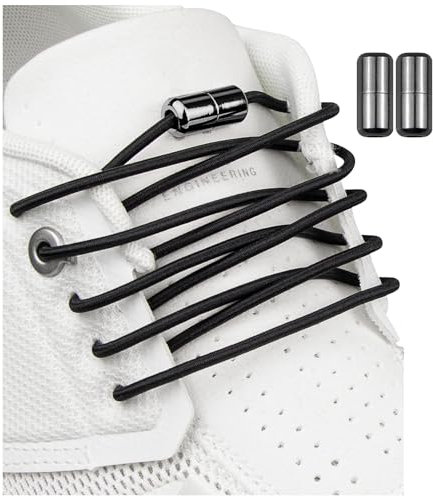 Endoto Elastische Schnürsenkel für ON Cloud 5 Running schuhe, Ersatz Ohne Binden Schuhbänder mit Metallschloss Elastic Shoelaces Laces-Schwarz, 38Zoll