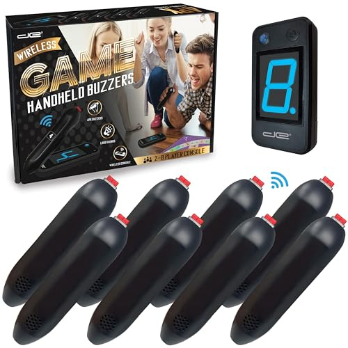 Digital Energy Kabelloses Handheld-Spiel-Summer-System – Konsole zeigt den ersten Buzz-in an – ideal für Gefahren-, Familienfehde, Wissens- und Summer-Spiele – 8 Joystick-Summer