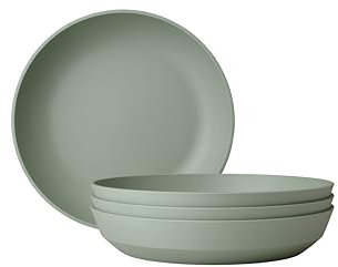 Mepal - Assiette creuse 4 pièces Silueta - Lavable au lave-vaisselle et résistant au micro-ondes - Assiettes en plastique - Assiettes plates - Vaisselle - 21 cm - Nordic sage