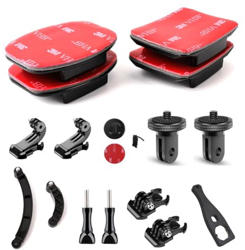 YHTSPORT Support de Fixation Adhésif Incurvé et Plat, 16 Pièces Fixation Attache Adhésif 3M Sticker, Fixation de Casque pour Gopro et Autres Caméras d'action