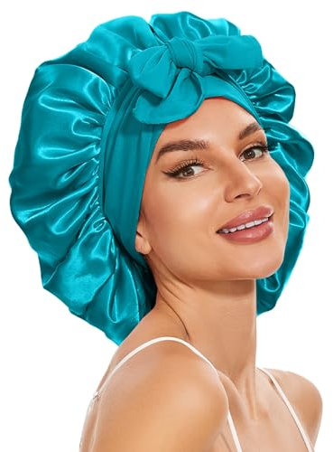 Satin Bonnet Silk Bonnet for Sleeping, Double Layer Large Hair Bonnets for Women Men Natural Curly Hair Shower Cap