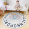 Poowe ABC Teppich für Kinderzimmer, Kreis, Alphabet, Kinderzimmerteppich für Baby, Jungen und Mädchen, rund, neutraler Kleinkind-Spielzimmerteppich, Buchstaben-Lernteppich (rund, 120 cm,