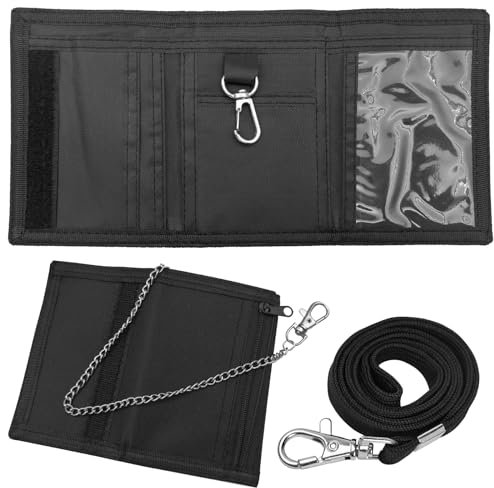 VBXPOU Geldbörse RFID Brustbeutel mit Kette und Lanyard Geldbeutel Kinder Portmonee Junge Teenager Reißverschluss Geldtasche für Kartenhalter Münztasche Geschenke
