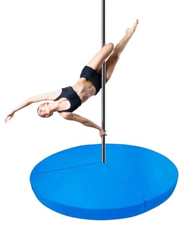 Pole Dance Matte Tanzstangen-Schutzmatten für Yoga-Lyra-Reifen, Dicke, Runde Antikollisionsunterlage für Das Fitnessstudio Zu Hause, Sicherheits- Und Sportschutzmatte 120/140/150/160/180/200 Cm(Blue,1