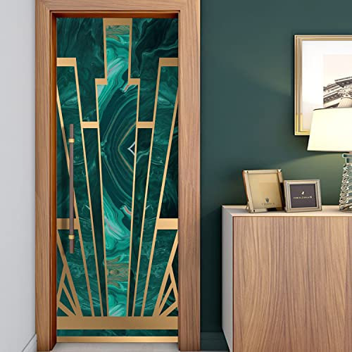 MULBEVD 3D-Türtapete Selbstklebend Geeignet für Wohnzimmer Zimmerwanddekoration Türposter Selbstklebend Marmor-Kunst Türfolie (DM153) 90 x 200 cm